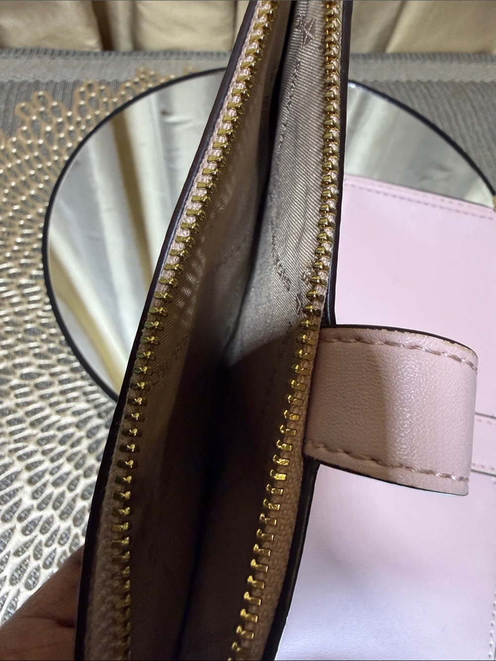 Michael Kors Blush Pink Signature Double Zip Wallet - Picture 7 of 11
